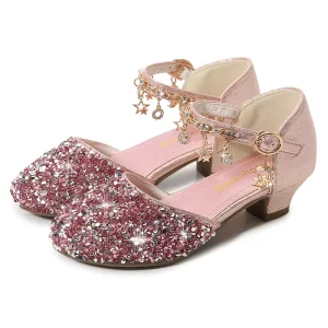 Girls High Heels Crystal Shoes Lightweight Sequin Children’s Party Shoes for Winter and Summer Birthdays