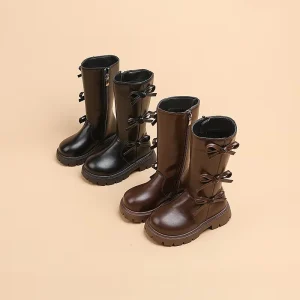 Girls’ High Top Boots Autumn New Style Children’s Stylish Black Boots Medium and Large Children’s Long Boots