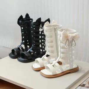Girls’ High-Top Roman Sandals Lightweight Beach Shoes for Little Princess Big Kids
