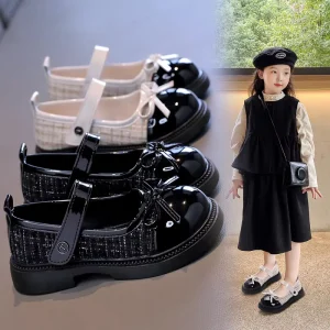 Girls’ Kids Lightweight PU Loafers Slip On Dress Shoes with Breathable Rubber Midsole for Summer Parties & School Performances