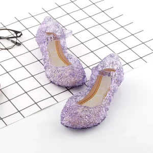 Girls Kids Summer Crystal Sandals Princess Jelly High Heeled Shoes Princess Party Dance Shoes