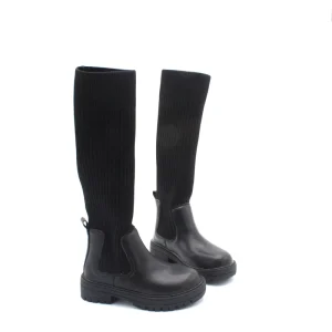 Girls’ Knee High Boots Black Winter Shoes for Baby Toddlers and Kids Warm Knitting Boot for Children