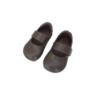 Girls Korean Style Spring Leather Shoes Soft Sole Toddler Loafers Velcro Closure Non Slip Wear Resistant