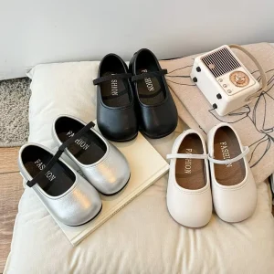 Girls Leather Shoes Comfortable Children Lightweight Soft-sole Flat Shoes Spring Autumn Kids Princess Shoe Size 23-34