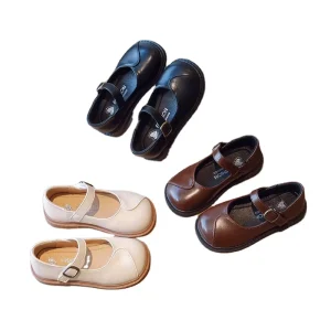 Girls’ Leather Shoes Spring and Autumn New Children’s Shoes Children’s Soft Sole Black Fashion Spring and Summer Shoes