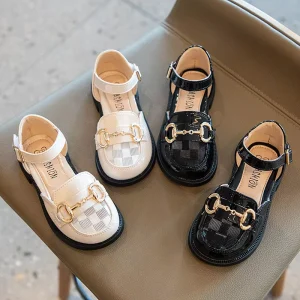 Girls Leather Shoes for Party Wedding Children Black Performance Shoes Thick Bottom Fashion Kids Princess Shoes