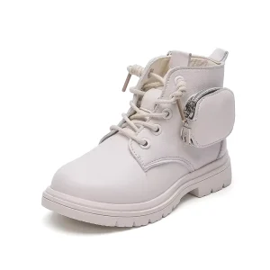 Girls Martin Boots Spring Autumn New Little Princess Single Boots British Style Fashion Children Pockets Short Boots