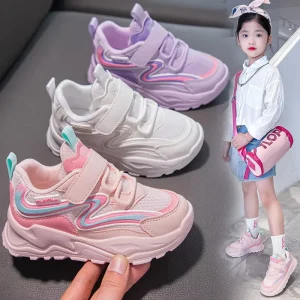 Girls Mesh Sneakers Summer New Senior Burst Running Sports Shoes Kids Fashion Soft Soled Travel Shoes