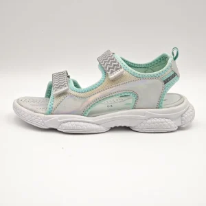 Girls Mint Green Iridescent Summer Sandals Velcro Open Toe Breathable Non Slip EVA Sole Soft Sole Casual Kids Shoes