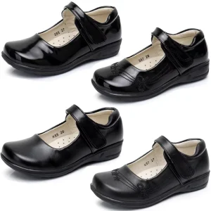 Girls New Leather Shoes High Quality Mary Jane Shoes Children’s Student Classic Flower Embroidery Black School Shoes Kids