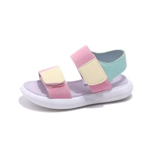 Girls’ Open Toe Flat Sandals Comfortable Breathable Anti Slip Slip On Beach Shoes Large Children Fashionable Color Matching