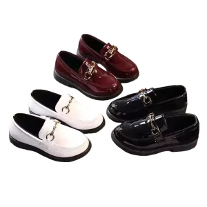 Girls’ PU Leather Shoes New Fashion British Children’s Single Little Girls Flat Shoes Boys Girls Shoes