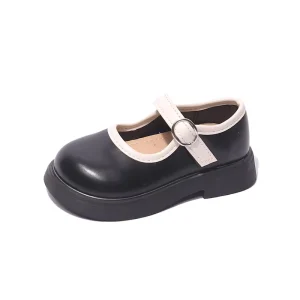 Girls PU Leather Shoes Princess Spring Black Soft soled Children Kids Loafer Size 21 36 Footwear