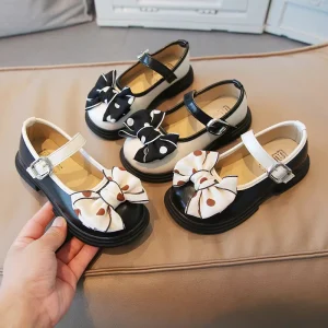 Girls PU Leather Shoes Spring Summer Children Bow Sweet Princess Shoes Kids Casual Loafers Shoes for Party Wedding