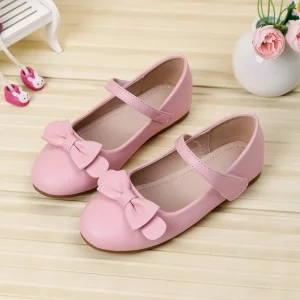 Girls PU Leather Sweet Bow Flat Shoes Summer Princess Daily Casual Kids Single Shoes
