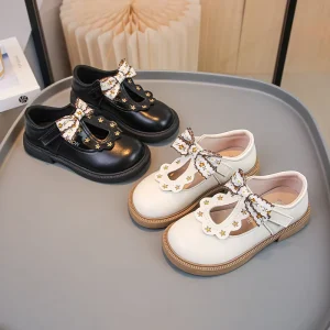 Girls’ PU Princess Shoes Non slip Soft soled Party Shoes Fashionable Bow Dress Shoes