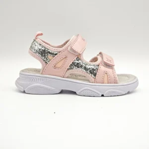 Girls’ Pink Glitter Summer Sandals Velcro EVA Midsole Breathable Mesh Non-Slip Outdoor Kids Shoes