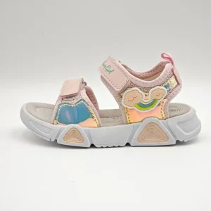 Girls’ Pink Rainbow Cloud Summer Sandals Soft Sole Casual Fashion Mesh Peep Toe Outdoor Kids Shoes