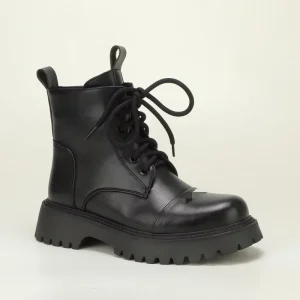 Girls Platform Martin Boots Lace up Side Zipper Anti-collision Toe Warm Kids Ankle Boots Trendy Platform Kids Biker Martin Boots