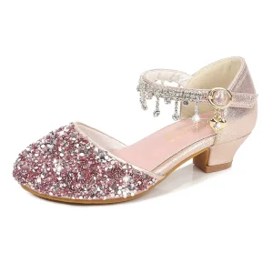 Girls’ Princess Fashion New Sandals Middle Big Children’s Rhinestone Performance Style Breathable Synthetic