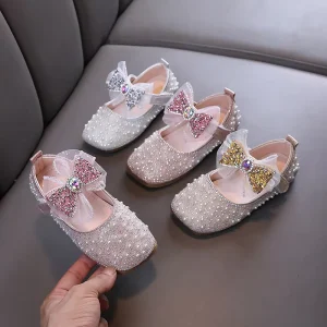 Girls Princess Summer Party Dance Shoes Rhinestone Sequins Flats for Children Performance