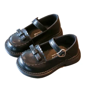 Girls Pu Leather Wedding Dress Children Shoes Black School Performance Formal Flat Loafer Moccasins Shoes