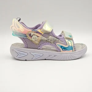 Girls’ Purple Iridescent Cartoon Summer Sandals Hook Loop Soft Sole Open Toe Breathable Outdoor Beach Kids Shoes