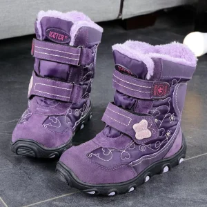 Girls Purple Multi-material Upper Padded Thickened Warm Non Slip Snow Boots