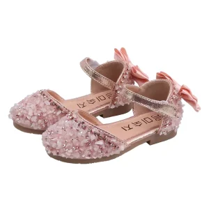 Girls Rhinestone Embellished Flats Children Princess Student Dress Shoes Baby Sandals
