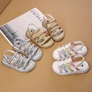 Girls’ Roman Sandals Korean Style High Top Princess Shoes Fashionable for Little Girls