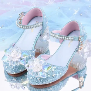 Girls’ Sandals Bow Medium and Large Children’s Shoes Hook and Loop Princess Style Little Girl Shoes