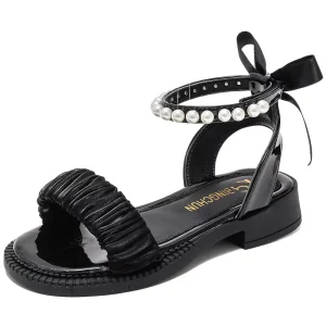 Girls’ Sandals Summer New Fashion Pearl Baby Shoes Little Girl Open Toe Breathable Princess Children Shoes Girls