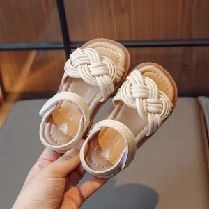 Girls’ Sandals Summer Woven Princess Shoes Fashionable Casual Beach Shoes