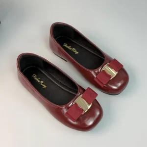 Girls’ Shallow Red Ballet Soft Sole Princess Shoes Square Toed Performance Flats for Summer Children’s