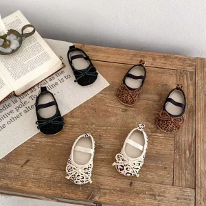 Girls’ Shoes Spring Bow Leopard Print Infant Shoes Soft Bottom Baby Walking Shoes