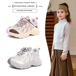 Girls’ Slip-On Sneakers Spring Casual Running Shoes Mixed Colors Breathable Children’s Soft Sole