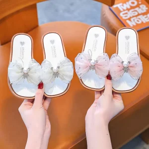 Girls’ Slippers Fashion Cute Little Bear Bow Slippers New Style Anti slip Slippers