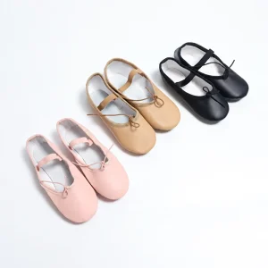 Girls Soft Ballet Shoes for Children & Adults PU Upper Cotton Lining Genuine Leather Outsole Flat Lace Up Model PU511 B