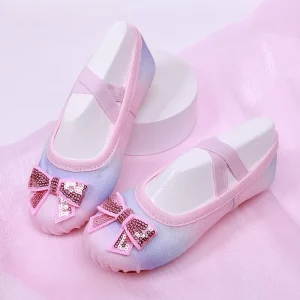 Girls Soft soled Practice Children’s Ballet Baby Dancing Cute Stage Performance Paw Dance Shoes Sequins