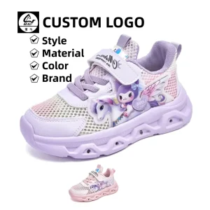 Girl’s Sports Shoes Mesh Summer Kids’ Princess Shoes with LED Lights Slip-On Princess Casual Bubble Baby Shoes 25-33