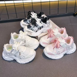 Girls’ Sports Shoes Spring and Autumn New Baby Soft Sole Children’s Shoes Girls’ Breathable Sneakers Spring