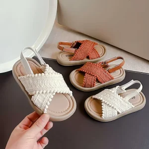 Girls Summer Beach Shoes Ethnic Style Kids Casual Sandals Soft Sole Fashion Children Retro Princess Shoes Summer New