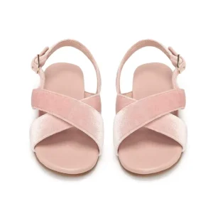 Girls Summer Gladiators Sandals Breathable Quick-Drying Arch Support Pink Velvet Buckle Strap Flat Anti-Slippery
