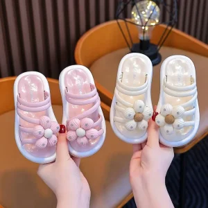 Girls’ Summer Sandals Non Slip Soft Sole Indoor Home Bath Slippers Stylish Kids Shoes for Toddlers