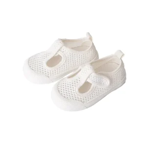 Girls T-shaped Knit Shoes Comfort Breathability Solid Colour Outdoor Kids’ Flat Shoes