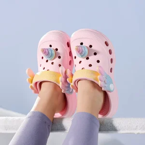 Girls Toddler Clogs Little Kids Slip on Slides Sandals Children Summer Beach Pool Outdoor Water Shoes Shower Slippers Unicorn