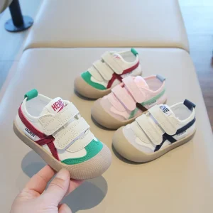 Girls Toddler Flat Hook Loop Closure Sports Shoes Light Soft Breathable Anti-Slip PU Upper Rubber Outsole for Spring Autumn