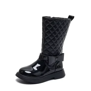 Girls Trendy Bright Leather Long Boots Children’s Fashion Boot Soft Sole Long Boots Kids