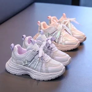 Girls Trendy Casual Shoes for Spring Breathable Mesh Design Comfortable for Outdoor Sports Street Shooting for Kindergarten