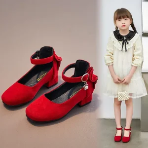 Girls’ Trendy Single Dance Shoes Non-Slip High Heeled Princess Shoes for Foreign Trade New Style Children’s Shoes
